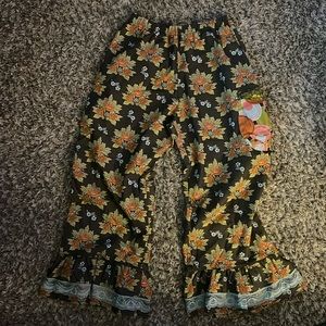 Matilda Jane girls pants, size 12, brown with floral